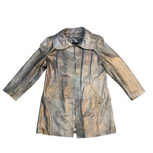 Jacques Duomor Y2K Glam Sz 44 Iridescent Metallic Crocodile Coat Mob Wife Art